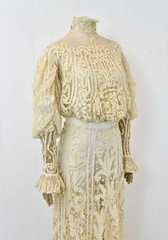 Antique 1905 Edwardian Ivory Tape Lace Summer Afternoon Tea Dress Gown