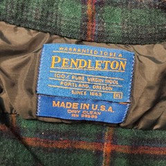 Vintage PENDLETON Shirt Womens XL Green 100% Wool Plaid Flannel Pocket Button Up