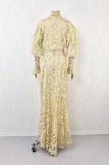 Antique 1905 Edwardian Ivory Tape Lace Summer Afternoon Tea Dress Gown