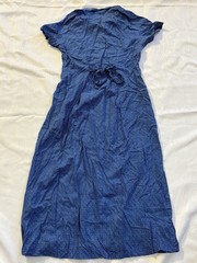 Vintage Jennifer Moore Blue Polka Dot Milkmaid Shirt Dress L Deadstock 90s
