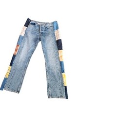 1960’s Style Patchwork Distressed Boho Hippie Jeans Button Fly 36.5″ Waist ZARA