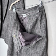 80s Wool Herringbone Blazer and Skirt Set Size M Classic English Countryside