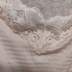 Vintage Vanity Fair Full Slip Lingerie Womens 38L Peach Lace Trim Striped