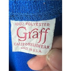 VTG 70s Graff Californiawear Royal Blue Asymmetric Pleated Ruffle Skirt Sz. S