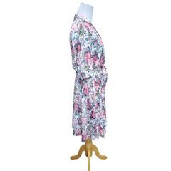 Vintage Shirt Dress Floral Cottage Grandma Romantic Pink Green Belted Fits XS/S