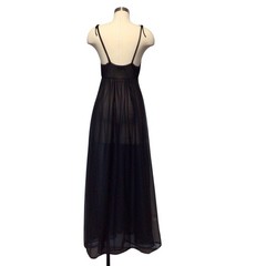 Vintage Lily of France Long Black Double Layered Nightgown Size S USA Union Made