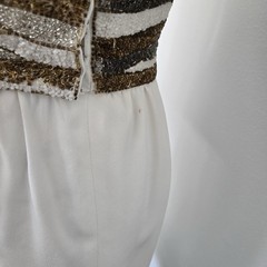 VTG Bob Mackie off White Dress Beaded Sequin Long Sleeve size 0-2