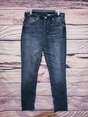 Blackwash women’s size 32″ x 30″ high waist skinny ankle stretch jeans buttons