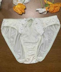Pale Green Polyester Nylon Silky Panty Vtg Sheer Hi Cut White Lace Briefs Sz.6/M