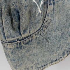 Vintage Hand Painted Blue Acid Wash Floral Studded Denim Jacket SMALL Maximalist