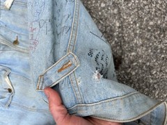 Senior Cords Style Denim Jacket Handwritten High School Varsity Chore Coat VTG