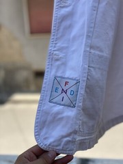 Rare Fendi Vintage 80s White Denim Blazer Jacket Size 42