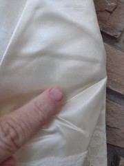 🔥 VTG 1960s Custom Catherine Chappell Ivory Satin Wedding Dress w/ Capelet