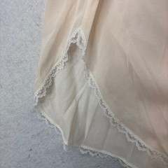 Miss Elaine Peach Lace Trim Crepe Nightgown Womens L Vintage Coquette Victorian