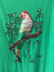 COOL VINTAGE 1980S RIO de JANEIRO BRAZIL SEQUIN PARROT WOMENS DRESS/COVERUP SZ M