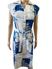 VTG Andrade Hawaiian Blue Floral Leaf Dress Tropical Resort Wear Sz 6 Honolulu