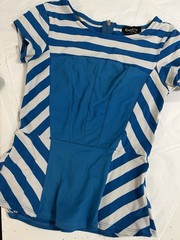 Vintage Bebe Color Block Striped 80’s Peplum Top Size X Small