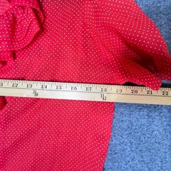 VTG NaMa CA Blouse Sheer M Red Polka Dot Ruffle Pinup Rockabilly Americana Retro
