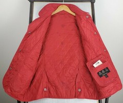 BARBOUR Size 10US Daphne Womens Red Diamond Quilted Snap Front Field Jacket Coat