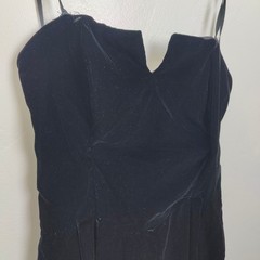 Vintage 1950s Womens Dress Small Black Velvet Sweetheart Bow Glamour