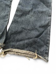 Vintage 70s Plain Pockets JCPenney Bell Bottom Flare Jeans Distressed Raw Hem