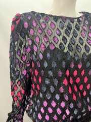 Vtg Matti Of Lynne By Pina LoVoi? Geometric Velvet Fringe Flapper Party Dress ML