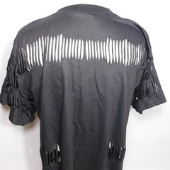 Vintage 1980s Shredded Fringe ST THOMAS 1987 Single Stitch Black T Shirt Size XL