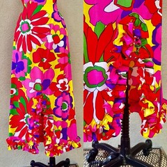 ALICE Polynesian Fashions 60’s 60s Vintage Ruffled Hawaiian Dress Holomu’u M