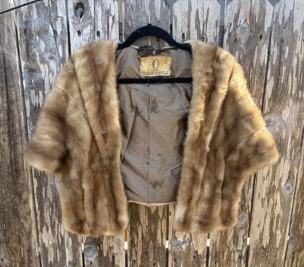 VTG Blonde Mink Fur Stole Wrap Evening Cape Shawl Hollywood MCM 40s 50s