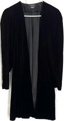 Vtg 80’s “Cache” By Bari Protas Women’s Sz M. Black Velvet Velour Duster Jacket
