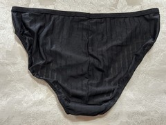 Vtg WARNER’S Unmentionables 01677 Polyester Striped 9/2XL Black Brief Panties