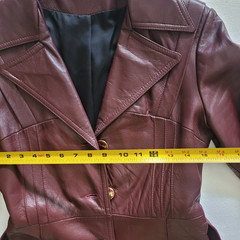 Long Lined Leather Vintage Coat by Winners Circle Fashions, Women’s Small Belted