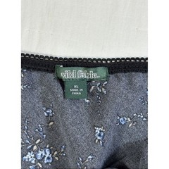 NWT Wild Fable Black Floral Midi Skirt Blue Ditsy Flower Elastic Waist XL New
