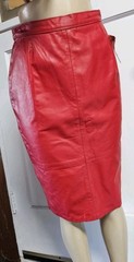 NWT Comint Red Leather Womens Pencil Skirt Sz M (9/10) Vintage Argentina