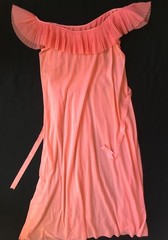 Vanity Fair Coral Pleated Tie Back Gown Slip Dress Negligee Nightgown 36