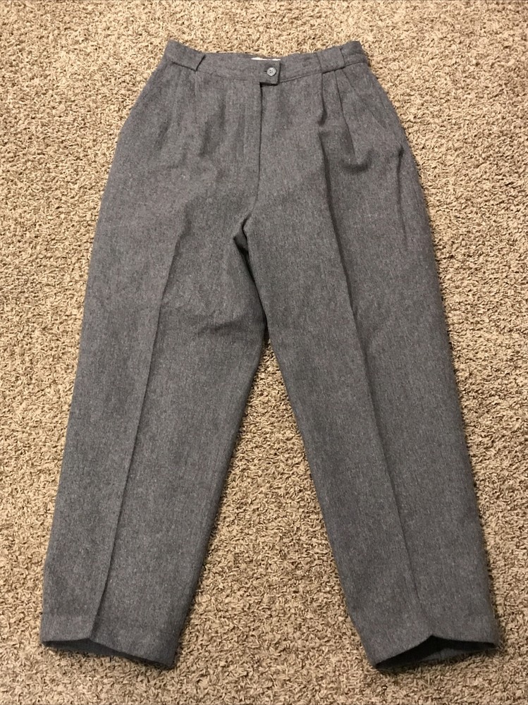 Vtg Sheridan Square Womens Gray Pants Size 12 Wool Blend Greece B9