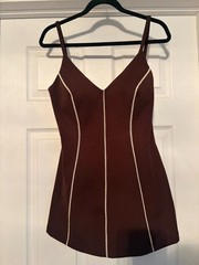 Vintage Cole of California Swim Dress Brown White Trim Size 18 (modern 8-10)