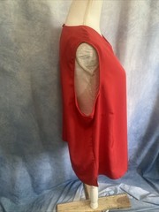 Vtg 90s Notations Woman Plus Red Sleeveless Blouse Tank Top 2X Poly Side Slit