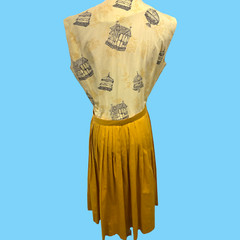 Vintage 1950s ” Collectors Item” Two Tone Yellow Summer Cotton Dress Sz 13-14