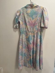 VTG 1980s Pastel Floral Sue & Lenny Shirtwaist Midi Dress Cottage Core Granny