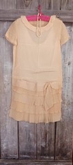 Antique 1920’s Dress Wedding Lawn Tea Silk Drop Waist SZ S