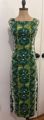 Vintage 60s Malihini Hawaiian Tiki Tank Kapa Polynesian Leaf Print Dress XXS