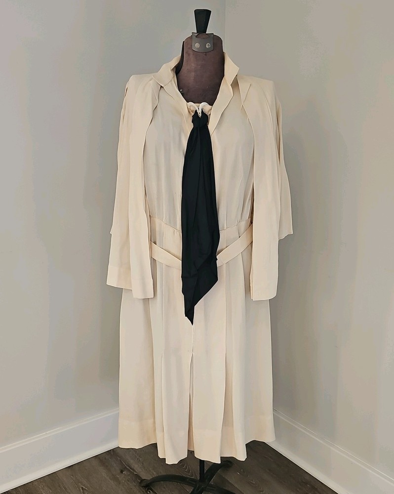1920s John Wanamaker Deco Flapper Dress with Jacket Sash & Belt Cut Out Shoulder