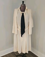 1920s John Wanamaker Deco Flapper Dress with Jacket Sash & Belt Cut Out Shoulder
