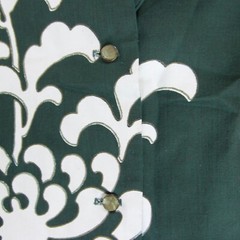 Alfred Shaheen Dress Est ~ 14 (L) Green VTG 60s 70s Floral Print SHEER SLEEVE