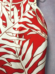 VTG RHODA LEE Red/White/Black Sleeveless Back-Buttons 60s ACETATE SHELL/TOP SZ34