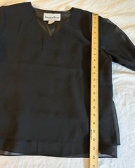 ANOTHER THYME VTG 80s EUC Women’s Size 12P Black Lined Top Sheer Sleeves