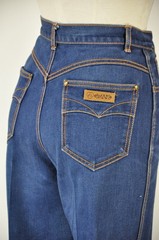 80s Gitano Dark Blue Indigo Cotton High Waist Straight Denim Pants Jeans Women M