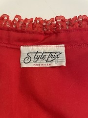 Vtg Secretary Blouse 70s Red Valentines Day Tuxedo Ruffles *see measurements