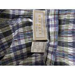 Vtg Express Plaid Trousers Green Navy High Waist Tapered Pants Womens Sz 11/12